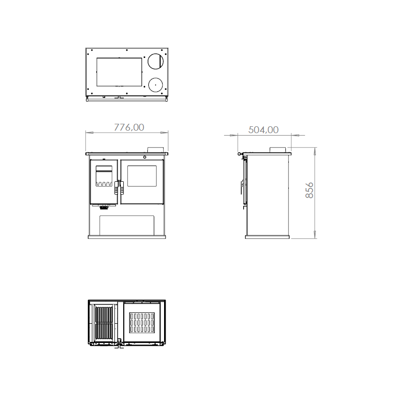 Dřevěná kamna Mervio Inox - 7,7 kW