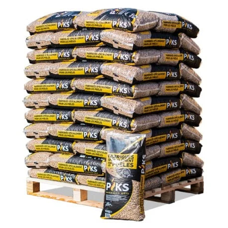 Pelety PIKS Paleta 66 pytlů (990 kg) certifikovaná (DIN Plus) Pelety PIKS – EO2, Paleta 66 pytlů (990 kg) certifikovaných pelet (DIN Plus)