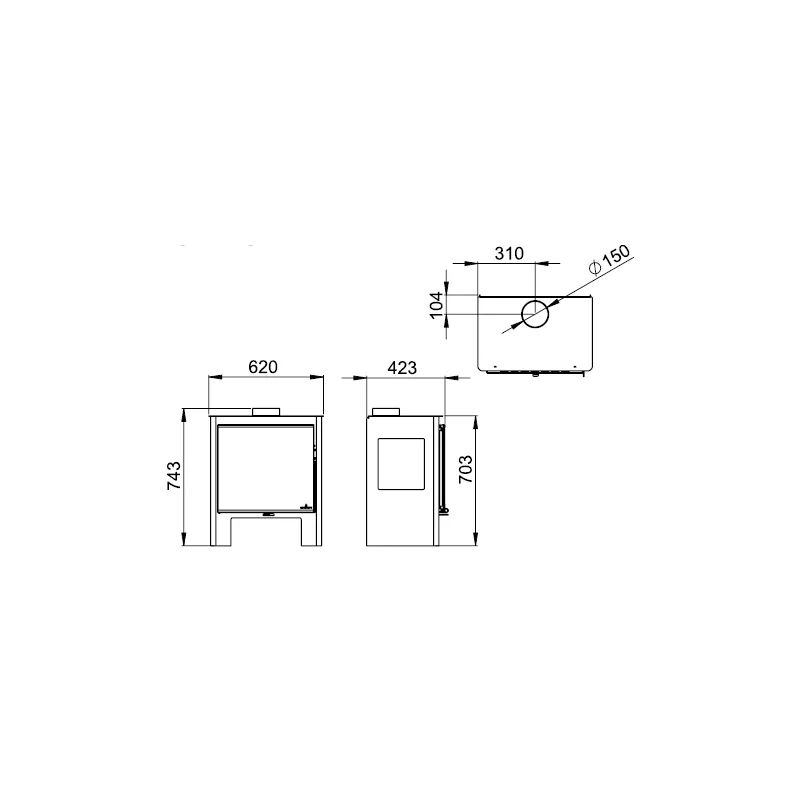 Dřevěná kamna Shiva se třemi plotnami - 10 kW