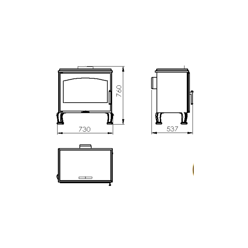 Provensálská kamna na dřevo s varnou deskou - 9,8 kW