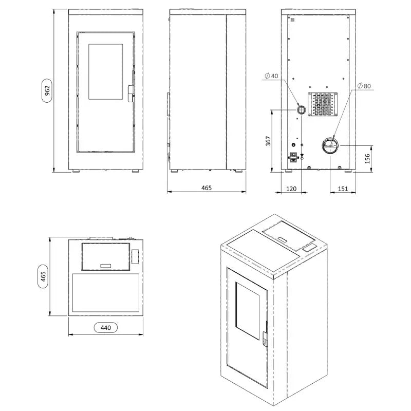 Mini extra plochá peletová kamna - 5 kW